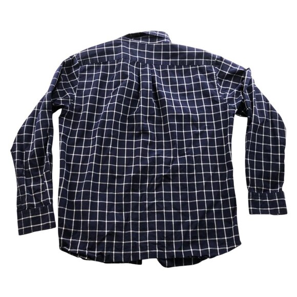 Uniqlo Mens Shirt Size XL Long Sleeve Button Down Windowpane Navy Casual Classic - Picture 2 of 12